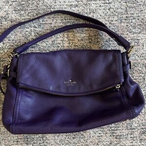 Kate Spade New York Little Minka Purple Pebbled Leather Zipper Crossbody Bag